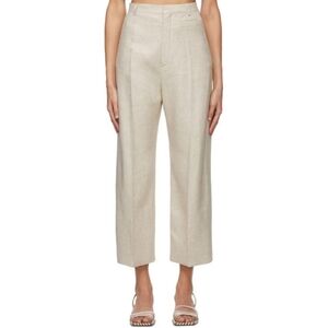 Jacquemus Le Pantalon Santon Trousers Linen Pants Sz 2 / 34 Beige Cropped